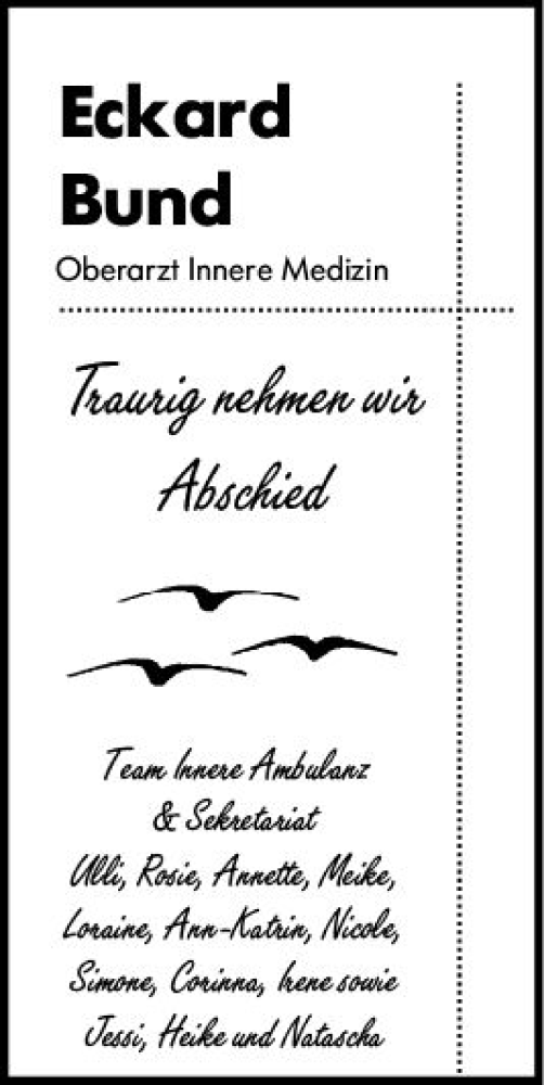 Traueranzeige von Eckard Bund von Odenwälder Echo