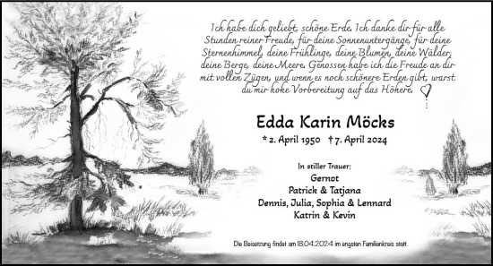 Traueranzeige von Edda Karin Möcks von Weilburger Tageblatt