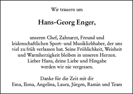 Traueranzeige von Hans-Georg Enger von Darmstädter Echo