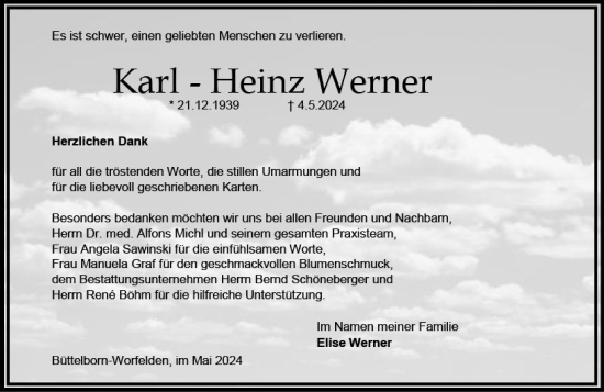 Traueranzeige von Karl-Heinz Werner von Groß-Gerauer Echo