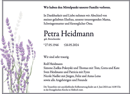 Traueranzeige von Petra Heidmann von Idsteiner Land/Untertaunus
