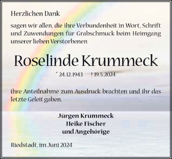 Traueranzeige von Roselinde Krummeck von Groß-Gerauer Echo