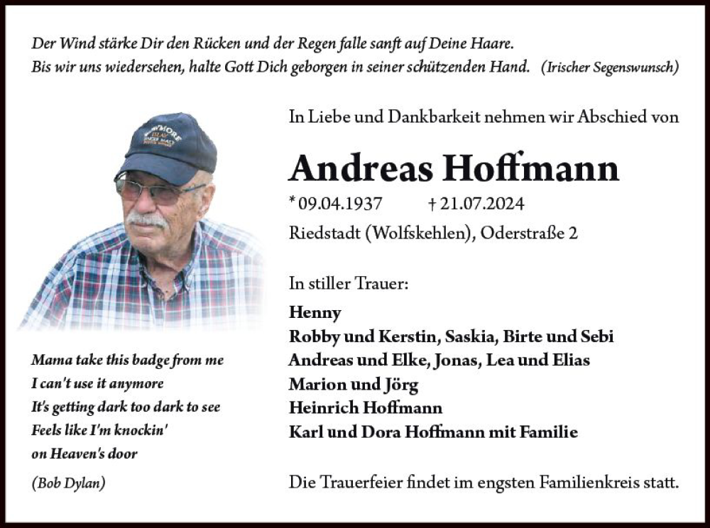  Traueranzeige für Andreas Hoffmann vom 27.07.2024 aus Groß-Gerauer Echo