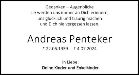 Traueranzeige von Andreas Penteker von Darmstädter Echo