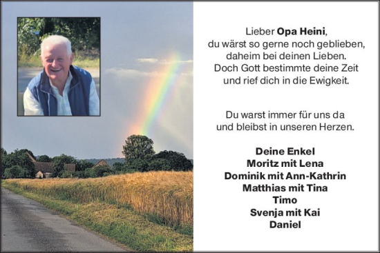 Traueranzeige von Heini Hallstein von Odenwälder Echo