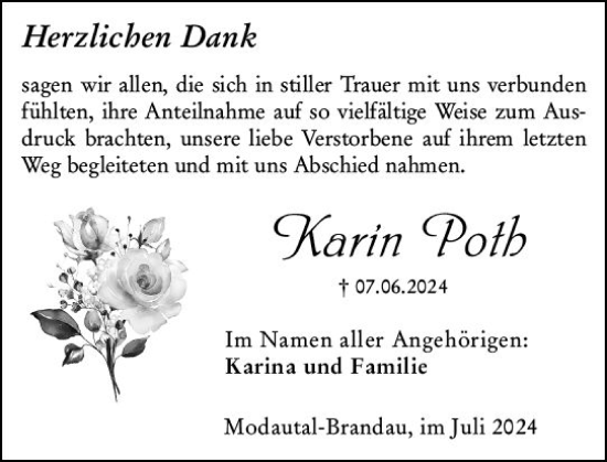 Traueranzeige von Karin Poth von Darmstädter Echo