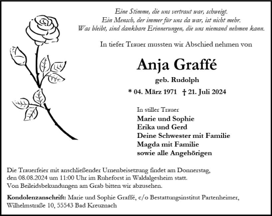 Traueranzeige von Anja Graf von Allgemeine Zeitung Rheinhessen-Nahe