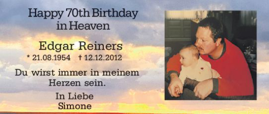 Traueranzeige von Edgar Reiners von Bergsträßer Anzeiger