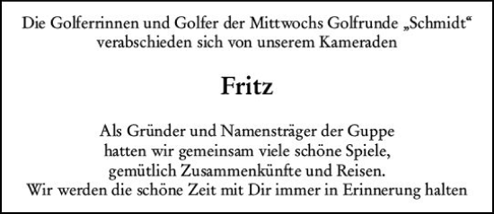 Traueranzeige von Fritz  von Rüsselsheimer Echo