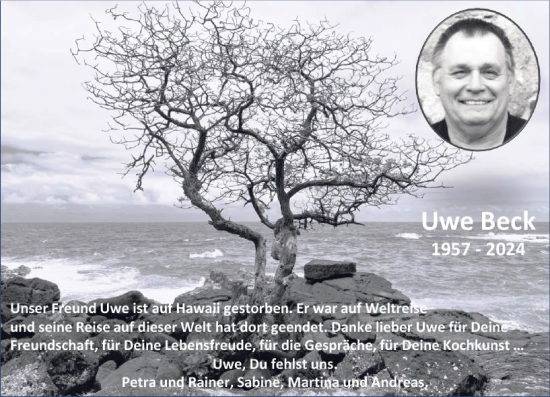 Traueranzeige von Uwe Beck von Darmstädter Echo