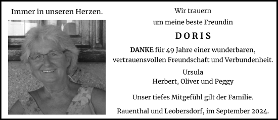 Traueranzeige von Doris Lupp von Rheingau Kurier