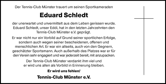Traueranzeige von Eduard Schledt von Darmstädter Echo