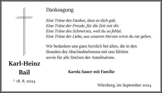 Traueranzeige von Karl-Heinz Bail von Odenwälder Echo