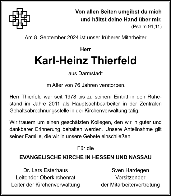 Traueranzeige von Karl-Heinz Thierfeld von Darmstädter Echo