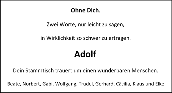 Traueranzeige von Adolf Lehr von Allgemeine Zeitung Mainz