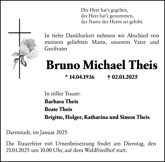 Traueranzeige von Bruno Michael Theis von Darmstädter Echo