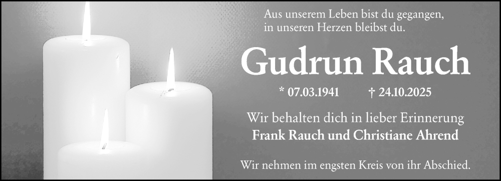 Traueranzeige für Gudrun Rauch vom 01.11.2025 aus Wiesbadener Kurier