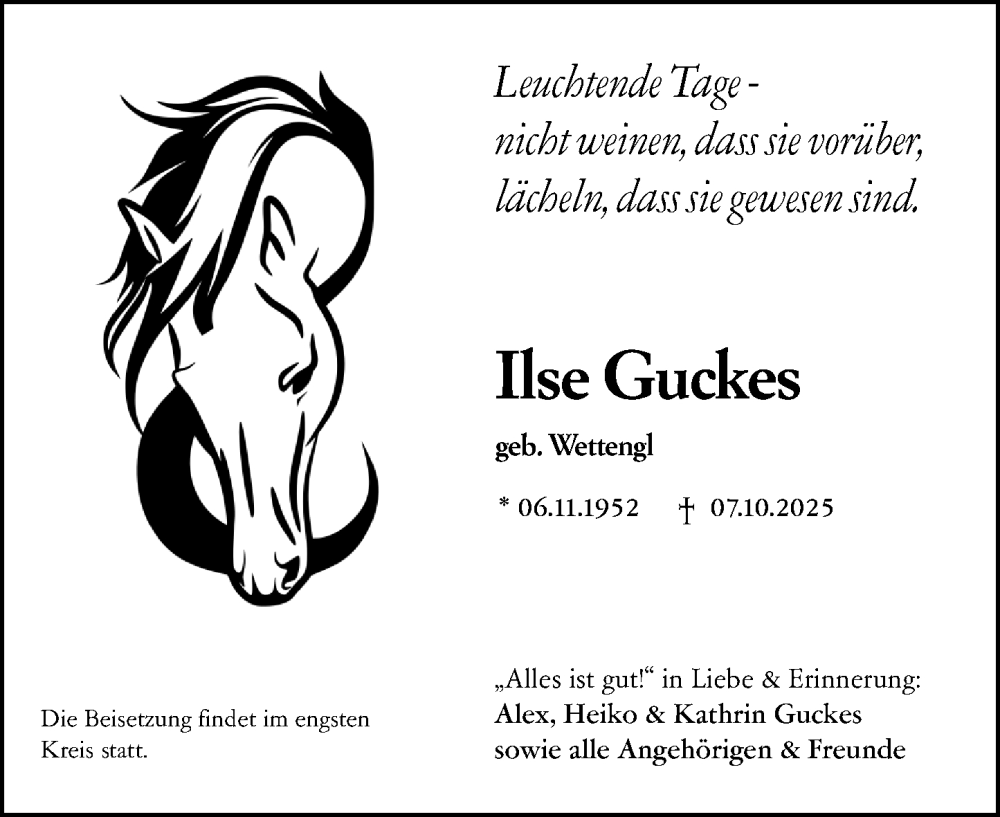 Traueranzeige für Ilse Guckes vom 14.10.2025 aus Idsteiner Land/Untertaunus