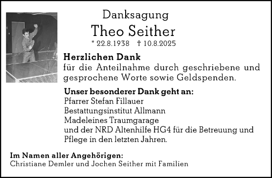 Traueranzeige von Theo Seither von Darmstädter Echo