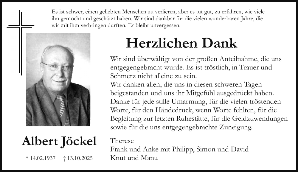  Traueranzeige für Albert Jöckel vom 22.11.2025 aus Allgemeine Zeitung Rheinhessen-Nahe