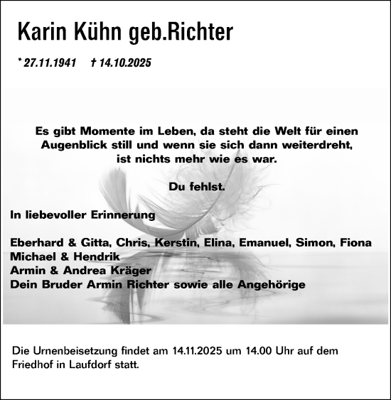 Traueranzeige von Karin Kühn von Wetzlarer Neue Zeitung