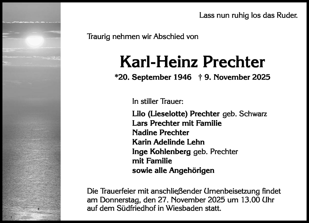  Traueranzeige für Karl-Heinz Prechter vom 15.11.2025 aus Wiesbadener Kurier