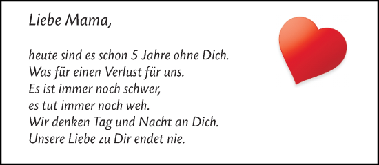 Traueranzeige von Mama  von Weilburger Tageblatt