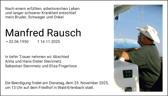 Traueranzeige von Manfred Rausch von Starkenburger Echo