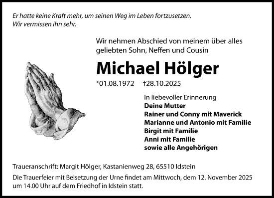 Traueranzeige von Michael Hölger von Idsteiner Land/Untertaunus