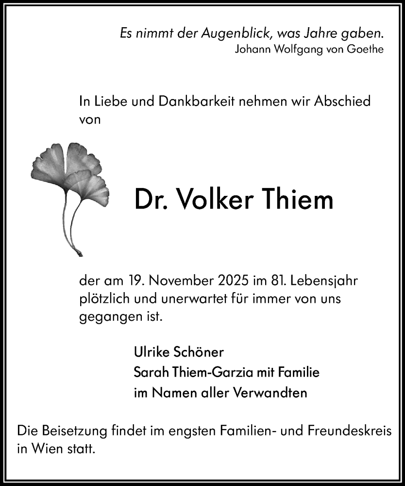  Traueranzeige für Volker Thiem vom 29.11.2025 aus Darmstädter Echo