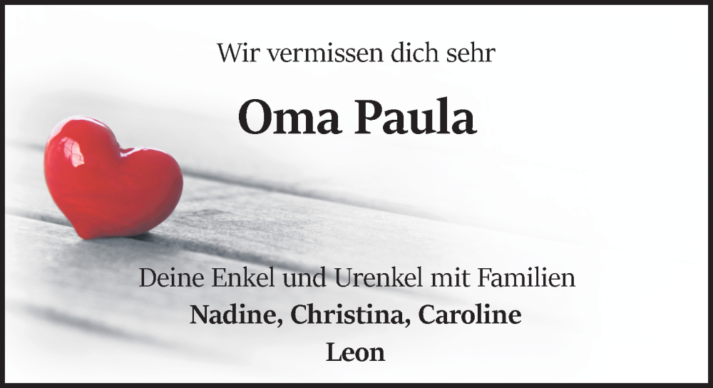  Traueranzeige für Paula Vetter vom 29.11.2025 aus Odenwälder Echo