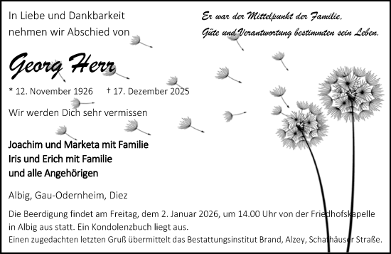 Traueranzeige von Georg Herr von Allgemeine Zeitung Alzey