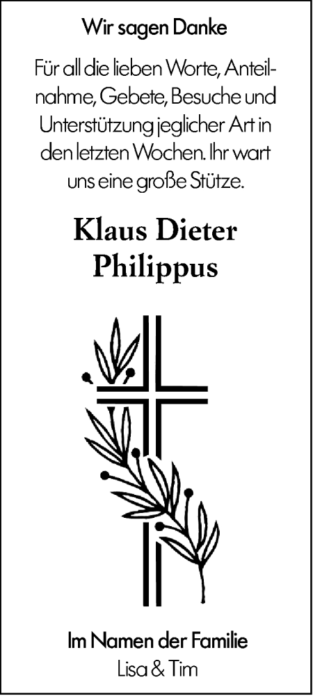  Traueranzeige für Klaus Dieter Philippus vom 04.12.2025 aus Dill Block