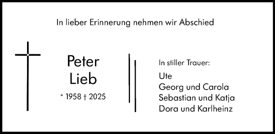 Traueranzeige von Peter Lieb von Odenwälder Echo
