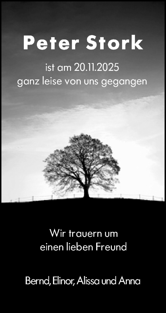  Traueranzeige für Peter Stork vom 06.12.2025 aus Darmstädter Echo