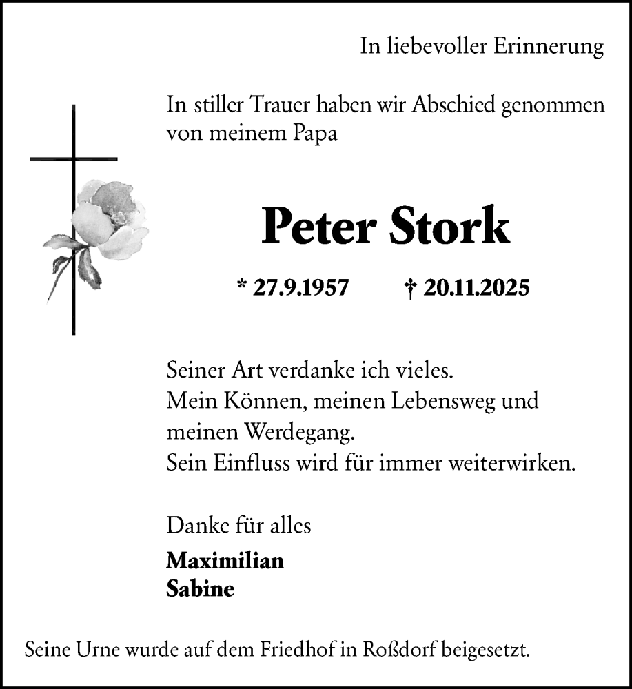  Traueranzeige für Peter Stork vom 06.12.2025 aus Darmstädter Echo