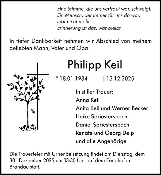 Traueranzeige von Philipp Keil von Darmstädter Echo