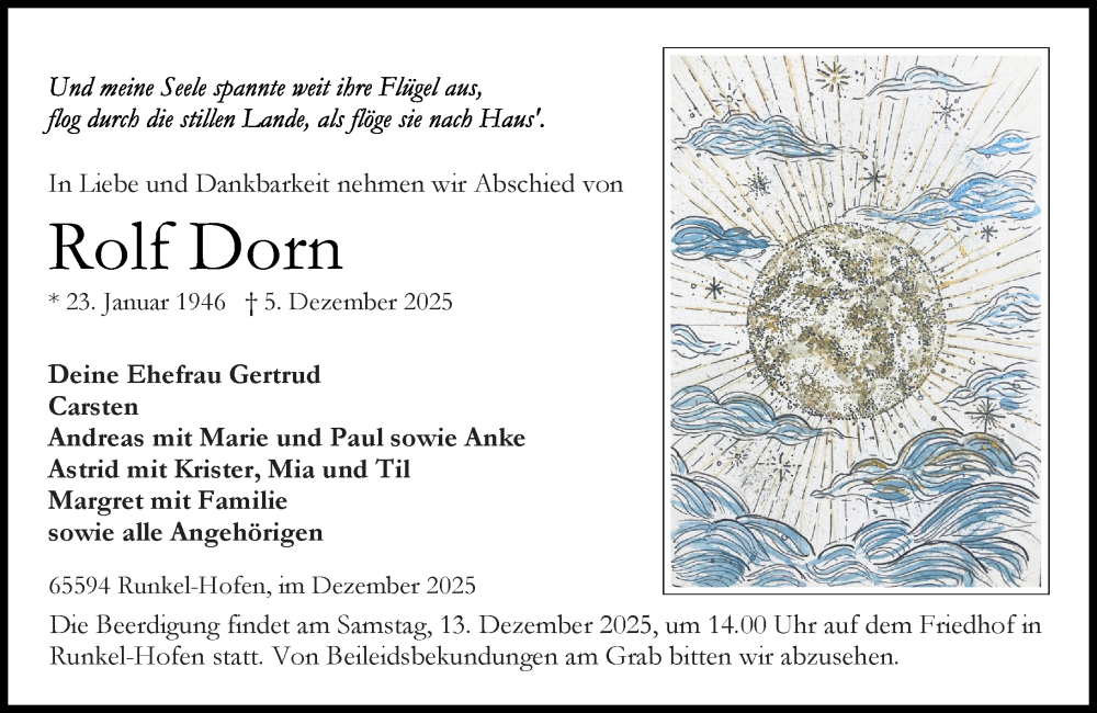  Traueranzeige für Rolf Dorn vom 10.12.2025 aus Nassauische Neue Presse