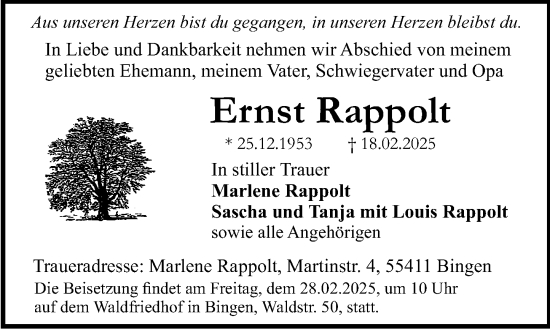 Traueranzeige von Ernst Rappolt von Allgemeine Zeitung Rheinhessen-Nahe