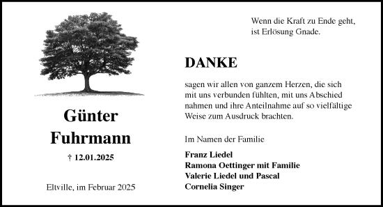 Traueranzeige von Günter Fuhrmann von Rheingau Kurier