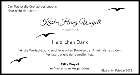 Traueranzeige von Karl-Heinz Weyell von Rheingau Kurier