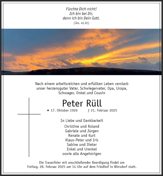 Traueranzeige von Peter Rüll von Idsteiner Land/Untertaunus