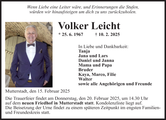 Traueranzeige von Volker Leicht von Starkenburger Echo