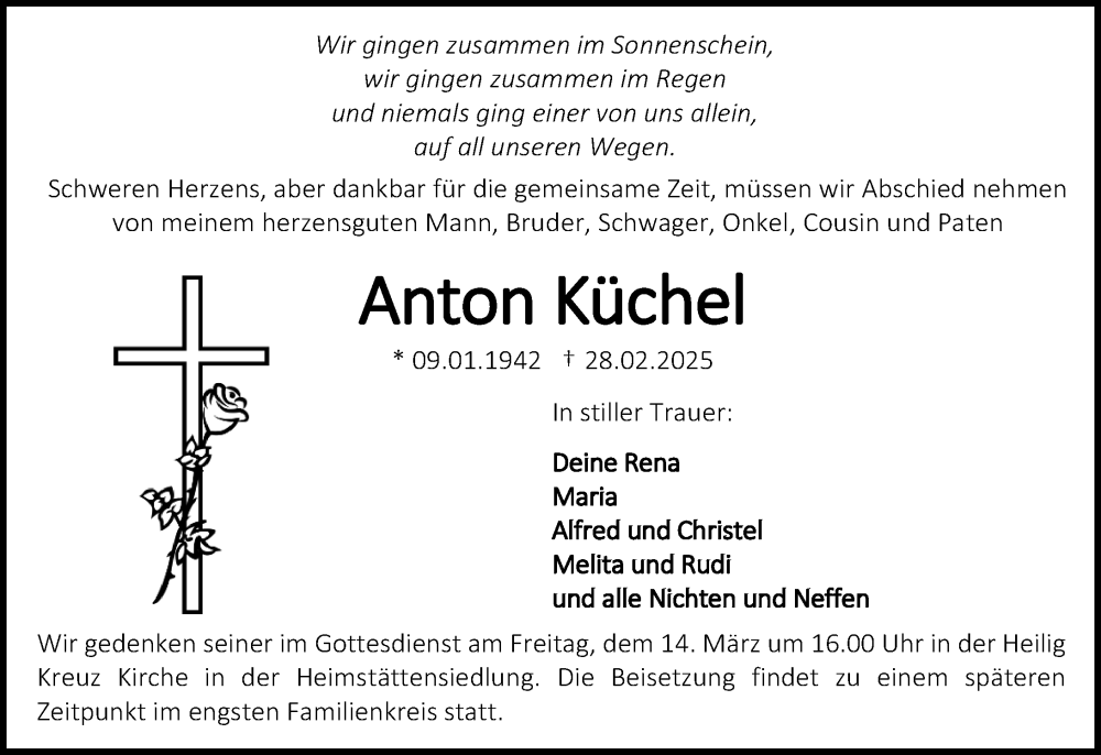  Traueranzeige für Anton Küchel vom 08.03.2025 aus Darmstädter Echo