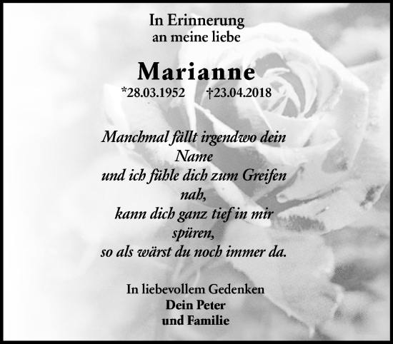 Traueranzeige von Marianne Kriesch von Starkenburger Echo