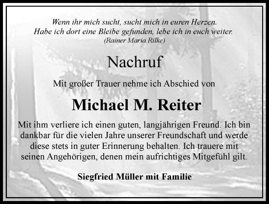 Traueranzeige von Michael M. Reiter von Nassauische Neue Presse