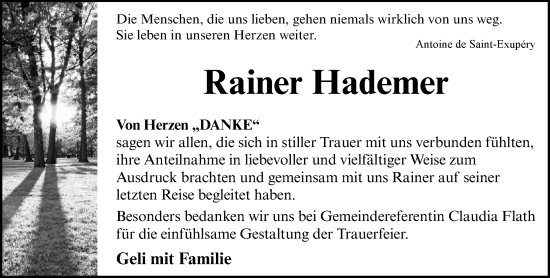 Traueranzeige von Rainer Hademer von Starkenburger Echo
