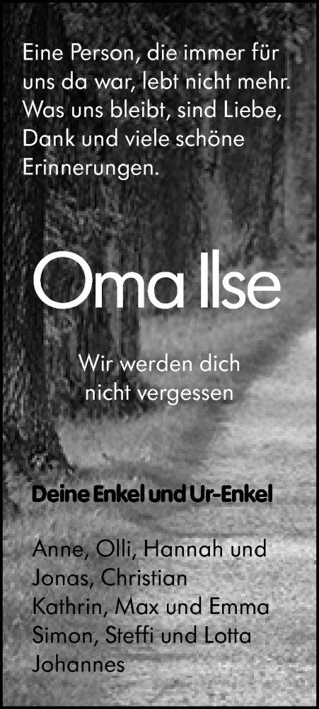 Traueranzeige von Ilse Bormuth von Darmstädter Echo