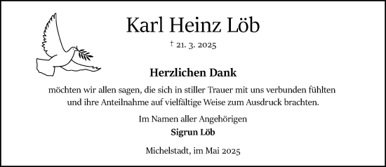 Traueranzeige von Karl Heinz Löb von Odenwälder Echo