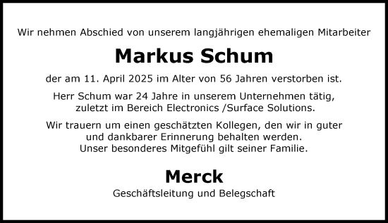 Traueranzeige von Markus Schum von Darmstädter Echo